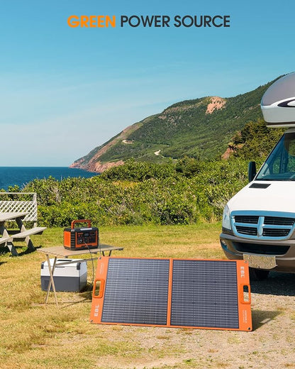 EBL 500W Portable Power Station with 100W Portable Solar Panel, 519.4Wh Solar Generator and Solar Panel Combo for Home and Outdoor Emergency Use
