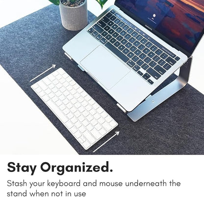 Macally Aluminum Laptop Stand for Desk - Works with All MacBook/Pro/Air & Laptops Between 10” to 17.3” - Sleek and Sturdy Laptop Riser - (ASTANDSG), Space Gray