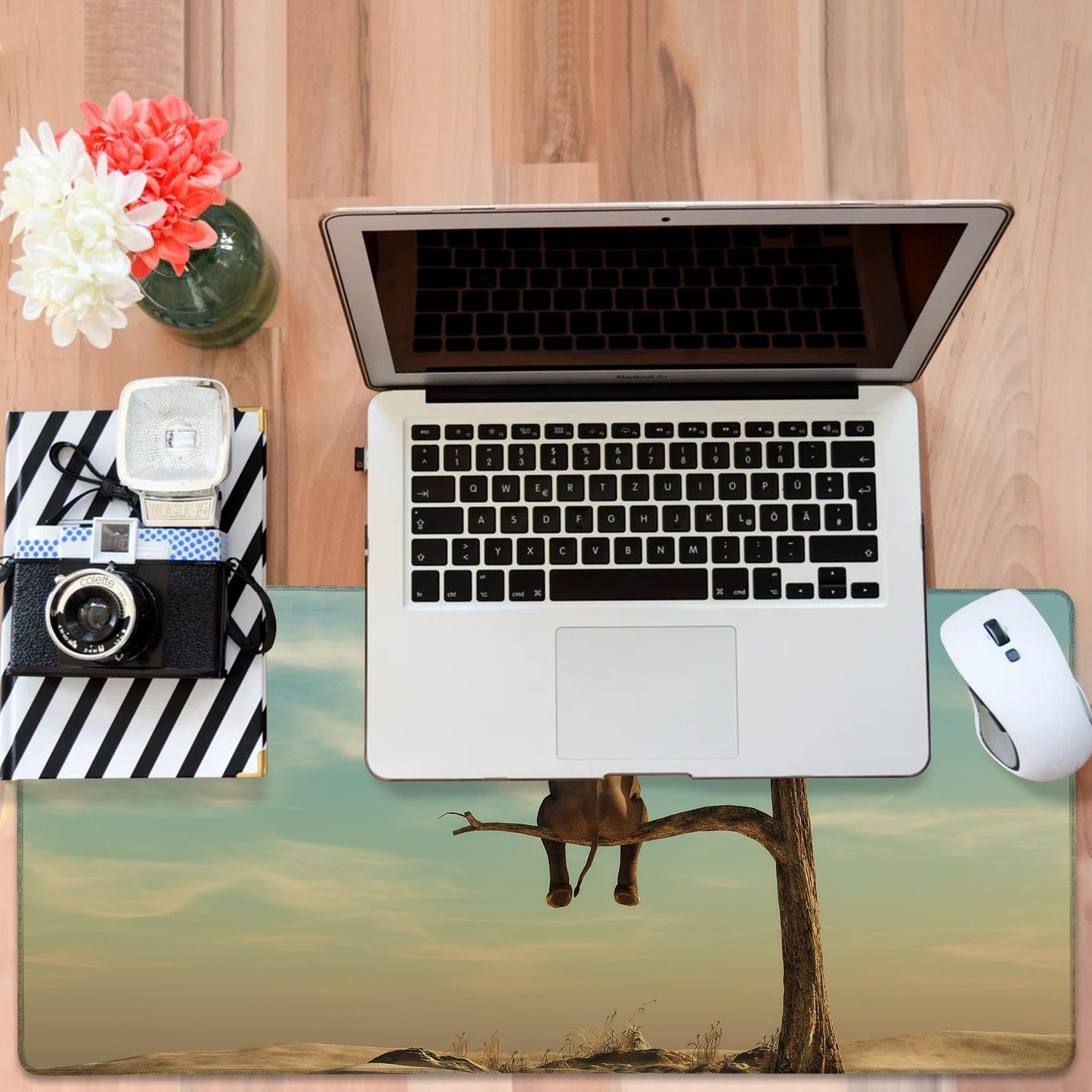 NITAHHHY A Elephant Gaming Mouse Pad 3mm Thick Stitched Edge Waterproof Non-Slip Large Computer Keyboard Mouse Mat,Suitable for Office Entertainment Decorative Desk Pad 35.4 x 15.7 Inches