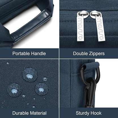 MOSISO Laptop Shoulder Bag, Computer Bag with 2 Raised&1 Flapover&1 Horizontal Pocket&Handle&Belt