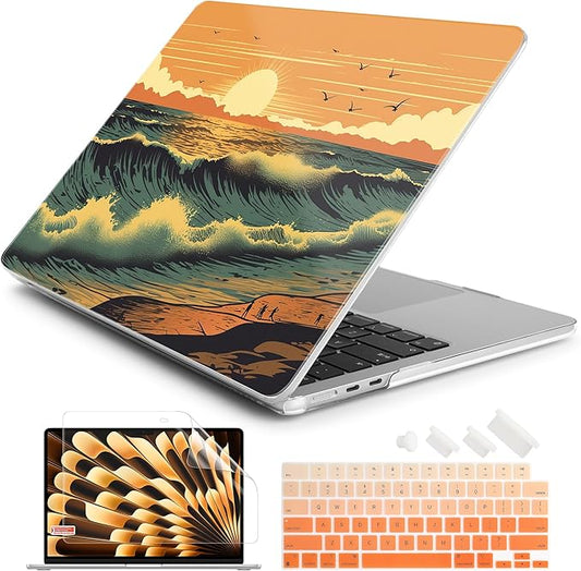 Batianda Premium Case for New MacBook Air 15 inch 2025 M4 2024 2023 with M3 M2 Chip Model A3114 A2941, Designed Protective Plastic Hardshell & Keyboard Cover & Screen Protector, Dusk