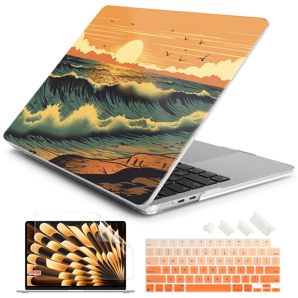 Batianda Case for MacBook Air 15" with M5 M4 M3 M2 Chip, Golden Lotus