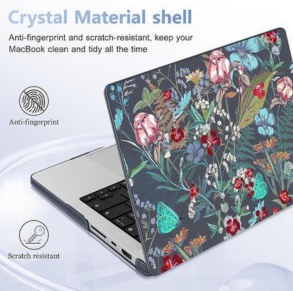 for MacBook Pro 16 inch Case 2021 2022 2023 2024 Release A3186 A3403 M4 A2991 M3 A2780 M2 A2485 M1 Pro/Max, Hard Shell Case with Screen Protector & Keyboard Cover, Flowers & Herbs