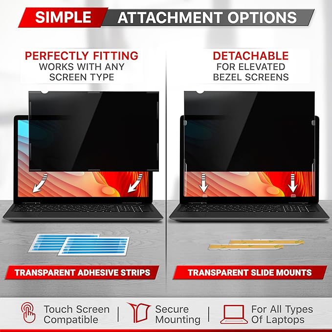 VINTEZ 15.6 Inch 16:9 Privacy Screen for Computer Monitor and Laptop - Anti Glare Protector Film Blue Light Filter Eye Protection - Computer Screen Privacy Shield, [1 Pack]