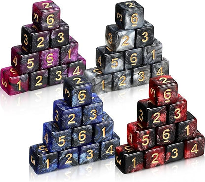 Poen 40 Pcs 16mm Dice Set Bulk, 6 Sided Standard Colored Dices with Numbers, D6 Polyhedral Games Dice for Board Games, Parties (Vibrant Color)