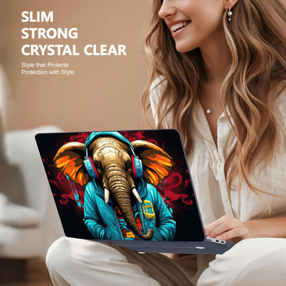 Lepeoac Case for MacBook Pro 13 inch Case M2 2022-2016 A2338 M1 A2251 A2289 A2159 A1989 A1708 A1706, Plastic Hard Shell + Keyboard Cover + Dust Plug, Elephant Hoodie