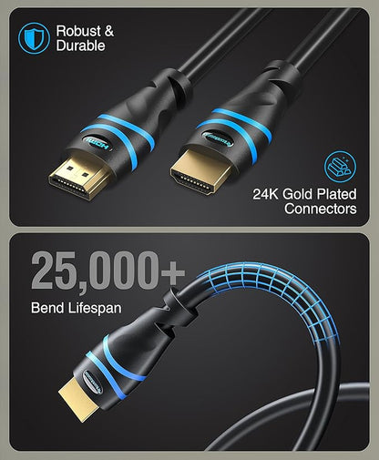 BlueRigger 8K HDMI Cable 3FT- 4 Pack, (8K 60Hz HDR, HDCP 2.3, High Speed 48Gbps) - Compatible with PS5/PS4, Xbox, Roku, Apple TV, HDTV, Blu-ray, PC