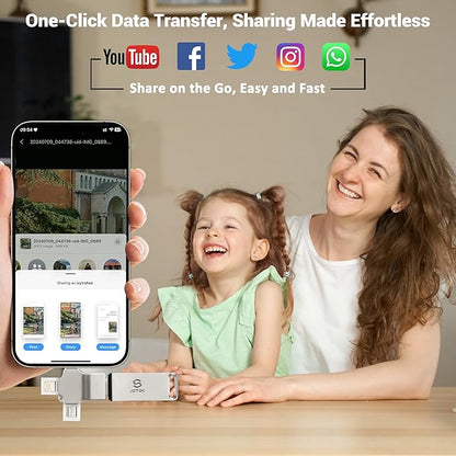 Photo-Stick 128GB Secure Auto Photo-Memory-Stick-USB-Flash-Drive for iPhone/iPad/Android/PC Photo & Video Backup Photo-Storage-Stick External-Storage-iPhone-Backup-Flash-Drive Photo-Finder-Thumb-Drive