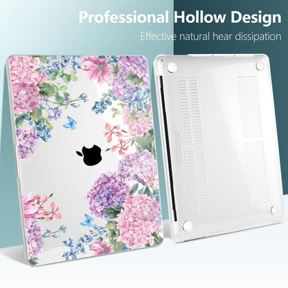 TWOLSKOO Compatible with MacBook Pro 13 inch Case 2023-2016 A2338 M2/M1 A2251 A2289 A2159 A1989 A1706, Plastic Hard Shell Cover & Keyboard Skin & Screen Protector, Colorful Hydrangea