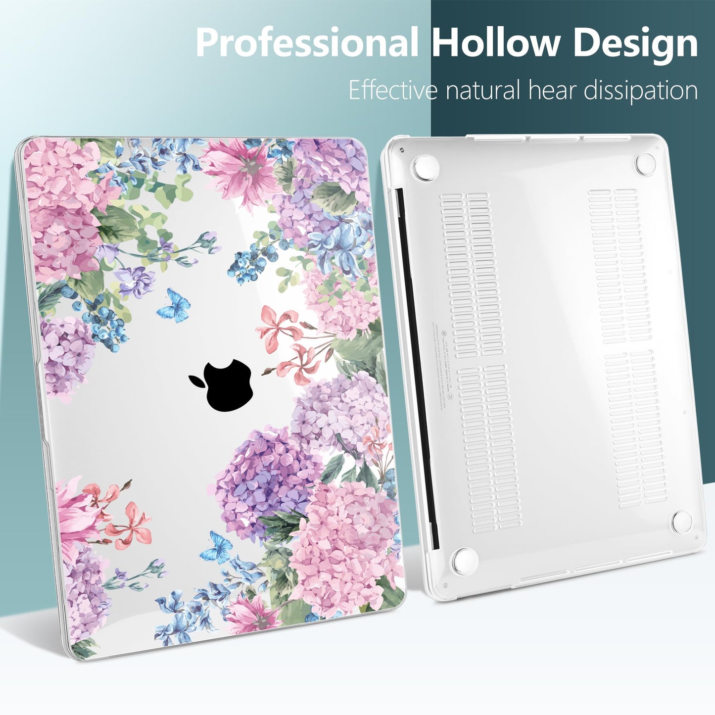 TWOLSKOO Compatible with MacBook Pro 13 inch Case 2023-2016 A2338 M2/M1 A2251 A2289 A2159 A1989 A1706, Plastic Hard Shell Cover & Keyboard Skin & Screen Protector, Colorful Hydrangea