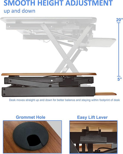 Rocelco 46" Large Height Adjustable Standing Desk BUNDLE - Quick Sit Stand Up Dual Monitor Riser - Tall Gas Spring Assist Computer Workstation - Retractable Keyboard Tray - Black (R DADRB-46-FS2)