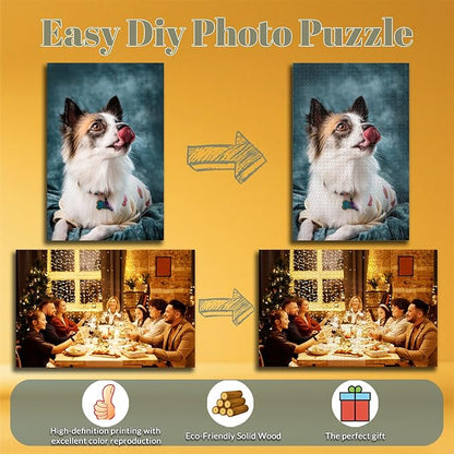 Custom Puzzle, Personalized Puzzle for Photos, Customized Puzzle 120/200/300/500/1000/1500 Pieces for Family, Christmas, Pet, Birthday, Wedding Gift