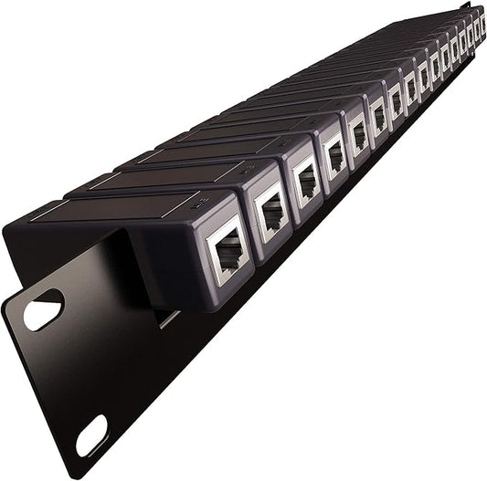 Tupavco 19" Rack Mount (16 Port) Ethernet Surge Protector PoE+ Gigabit (Server Rackmount 1U)