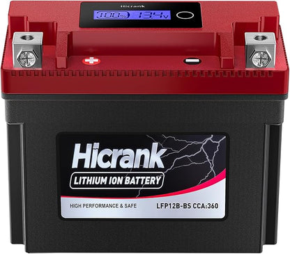 YT12B-BS Lithium 12V 6Ah 360CCA LiFePO4 Motorcycle Battery, Powersports Battery for Scooter, ATV, UTV, Jet Ski, Personal Watercraft, Snowmobile, Quad, Riding Lawn Mower, Tractor