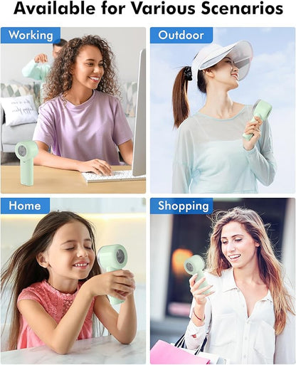 WHATOOK Portable Mini Fan: High Speed Cooling Fan, 10 Hours Battery Life, USB Rechargeable, Small Essentials for Women, Beach Travel, Vacation (Green)