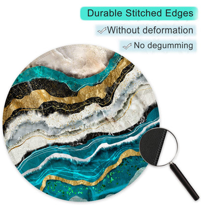ITNRSIIET Round Mouse Pad with Stitched Edge Premium-Textured Waterproof Non-Slip Rubber Base Desktop Protection Mat Diameter 8.7 inches, Abstract Light Luxury