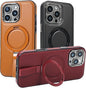 Leather Case, Suitable for iPhone 16 Case, Invisible Magnetic Design, Equipped with a Lanyard and Foldable Stand, Black, Yellow and red (Yellow, iPhone 16)