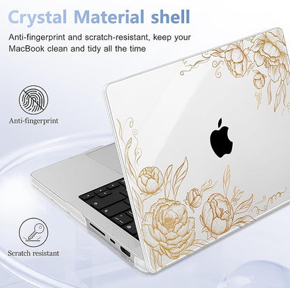 for MacBook Pro 16 inch Case 2021 2022 2023 2024 Release A3186 A3403 M4 A2991 M3 A2780 M2 A2485 M1 Pro/Max, Hard Shell Case with Screen Protector & Keyboard Cover, Floral P294
