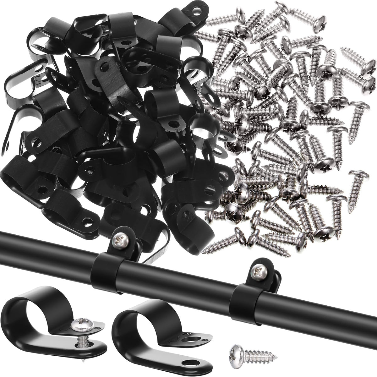 Hicarer 50 Pack R Type Cable Clip Wire Clamp, 1/2 Inch, White