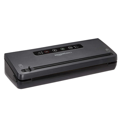 Amazon Basics Vacuum Sealer Machine for Food Preservation with Dry/Moist Mode, Built-in Cutter and Air Suction Hose, Black