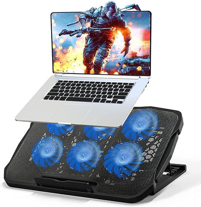 Adjustable Laptop Stand with 6 Quiet Cooling Fans, Upgraded Laptop Cooler Cooling Pad, Aluminum Laptop Stand for Desk Foldable, Ergonomic Computer Notebook Stand Holder for All Laptops and Notebook