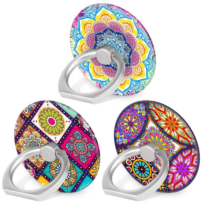 Bonoma Cell Phone Ring Holder Stand, 3 Pack Colorful Mandala 360 Rotation Universal Smartphone Ring Grip Stand Compatible with Smartphones and Tablets