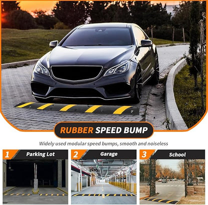 Garvee Speed Bump, 2 Pack 6 ft Rubber Speed Bumps for Asphalt Road Driveway, 25000 LBS Load Capacity Modular Cable Ramps Cable Protector Ramp Hose Protector Ramp with 2 Cord Channel