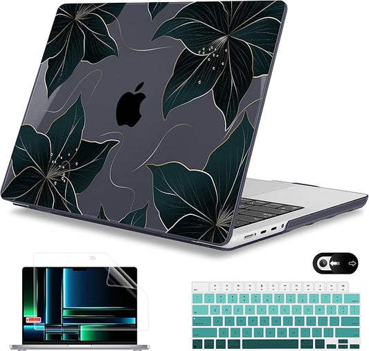 Mektron Case for MacBook Pro 16" M4 A3403 A3186 M3 A2991 M2 A2780 M1 A2485 (2021/2023/2024) Pro/Max with Touch ID, Hard Shell Plastic Laptop Cover Keyboard Cover Screen Protector, Floral C218