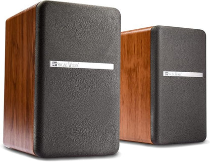 SINGING WOOD BT25 Powered Bluetooth Bookshelf Speakers with Subwoofer Output, 80W Hi-Fi Active 2.0 Stereo System, Optical/RCA Inputs, Studio Monitors for Home Theater, PC Gaming, Turntable
