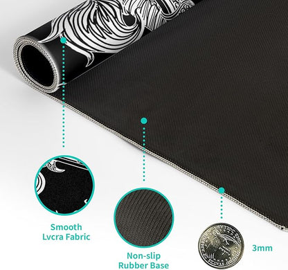Dragon Gaming Mouse Pad - Black, Large (31.5x11.8 Inch), Non-Slip Base, Stitched Edge for Gaming & Office
