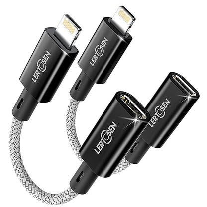 2 Pack 27W USB C to Lightning Cable Adapter, PD Fast Charging & Data Transfer, Type C Female to Lightning Male Charger Converter Cord for iPhone 14/13/12/11,iPad, Airpods,Not for Audio/Headphone/OTG