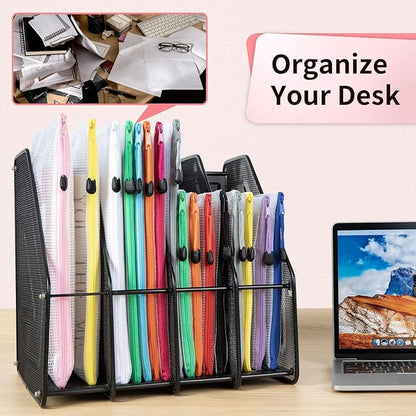 Umriox Small Zipper Pouch, 9.5x7.1 in (Black, 12 Packs), Zipper Bags with Zipper for Office Supplies Travel Accessories