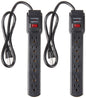 Surge Protector Power Strip, 6-Outlet with 200J Protection, Circuit Breaker, LED Indicator, On/Off Switch, Wall-Mounting, 2ft Extension Cord, White, 2-Pack