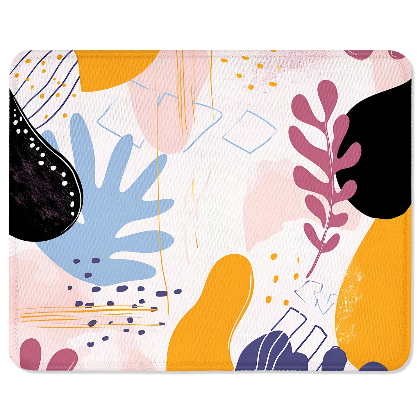 ITNRSIIET Mouse Pad with Stitched Edge Premium Textured Smooth Precise Operation Waterproof Washable Non-Slip Rubber Base Desktop Protection Mat, 10.2×8.3×0.12 inches, Art Style Pattern