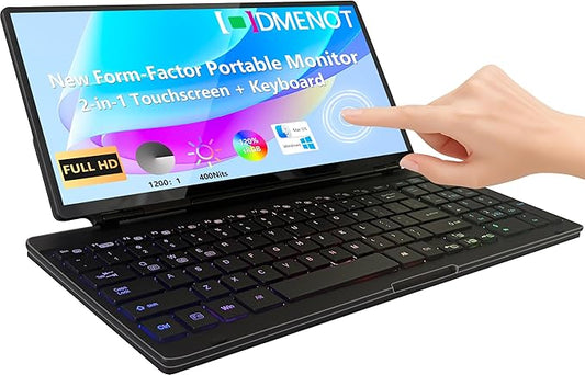 12.8" Portable Touchscreen Keyboard Monitor Stretched Bar Screen Extender with Silent Keyboard Foldable Mini RPi Display Type-C USB-A Monitor for Macbook Laptop Windows Desktop Mini PC (12.8 inch)