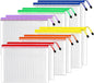 SUNEE Plastic Mesh Zipper Pouch 10x14 in (6 Colors, 12 Packs),Extra Large Water-Resistant Zip Bag for School Office Supplies, Puzzles & Games Organizing Storage