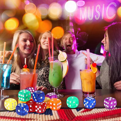 18 Pcs Casino Theme Party Dice Large Opaque Jumbo Acrylic D6 Dice for Casino, Craps, Table Games and Board Games(19 mm,Vivid Color)