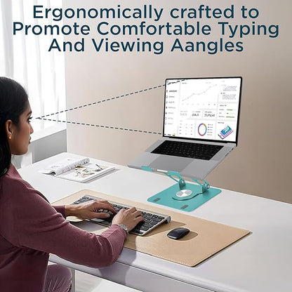 Uncaged Ergonomics Swivel Laptop Stand for Desk, Adjustable Computer iPad Stand for Desk w/ 360 Rotation, Portable Laptop Holder for Home Office Ergonomic Supplies (Ocean Blue)