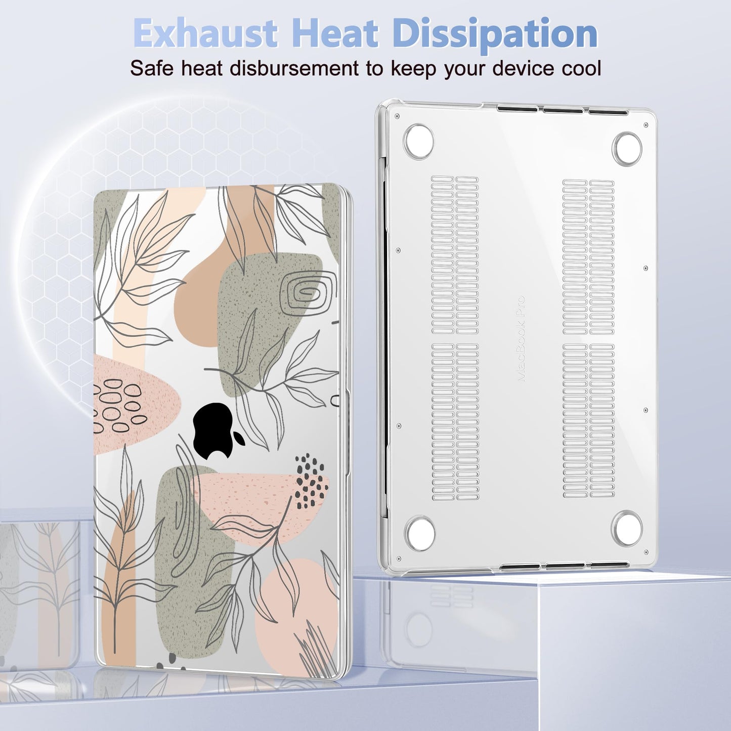 Lepeoac for MacBook Pro 16 inch Case M1 M2 M3 M4 M5 Pro/Max with Liquid Retina XDR, Release 2021-2025 2026 A3429 A3428, Hard Shell Case with Screen Protector & Keyboard Cover, Tropical Leaves