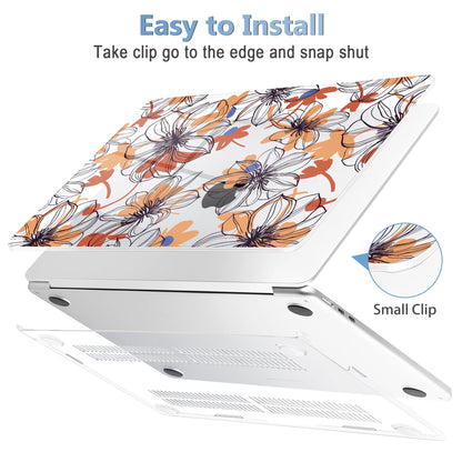 Mektron Compatible with M4 MacBook Air 15 inch Case 2025 A3241 2024 2023 M3 A3114 A2941 M2 Liquid Retina Display Touch ID, Plastic Hard Case & Keyboard Skin & Screen Protector - Floral C345