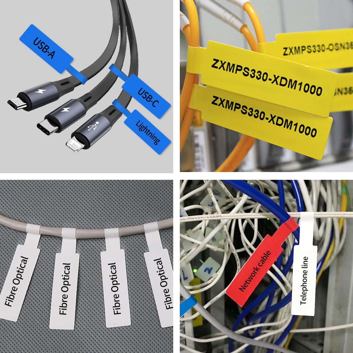 200 Pcs Cable Labels - Waterproof Wire Cord Label, Tear Resistant Wire Labels, Self Adhesive Cord Organizing Label, for Cable Management, Compatible with PUQU AQ20 Label Makers(Red) 30 * 90mm