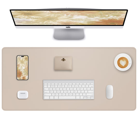 Leather Desk Protector, Large Mouse Pad & Waterproof PU Leather Blotter Mat - Non-Slip Desk Cover for Office and Home (Apricot, 36" x 17")