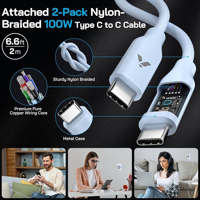 45W Super Fast Charger USB C, 45 Watt Type-C Android Phone Charger Fast Charging Block with 6.6FT Type C Cords for Samsung Galaxy S25 Ultra/S24 Ultra/S24+/S23 Ultra/S22 Plus/S20, Tab S9/S8 Ultra(Blue)