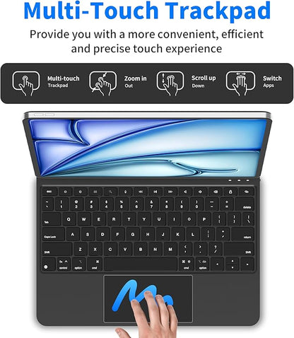 Keyboard Case for iPad Air 13 Inch (M3 2025/M2 2024),iPad Pro 12.9 inch (3/4/5/6th Gen)–Magic-Style Magnetic Keyboard Case with 7 Color Backlight,Multi-Touch Trackpad,Floating Cantilever Stand