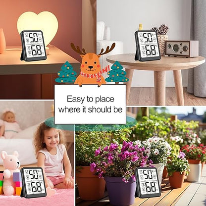 Antonki 2-Pack Room Thermometer, Digital Small Hygrometer Indoor Thermometer Humidity Gauge, Temperature Humidity Meter with Max/Min Record Monitor Sensor for Home, Plants - Battery Included