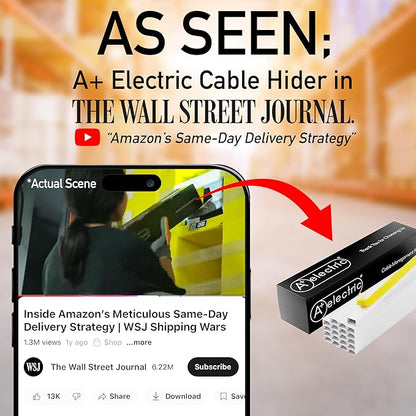 315" Cable Hider, Wire Cover, Cables Raceway for Cord Hide, Long, Large, White and paintable Cords Cover Concealer Conduit Channel, TV, Ethernet Molding Electrical Wires Management Kit
