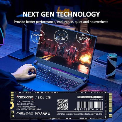 S501 1TB NVMe SSD 3D NAND 1.3 PCIe Gen3x4 M.2 2280 Internal Solid State Drive (Read/Write Speed up to 2,150/1,600 MB/s) Compatible with Laptop & PC Desktop