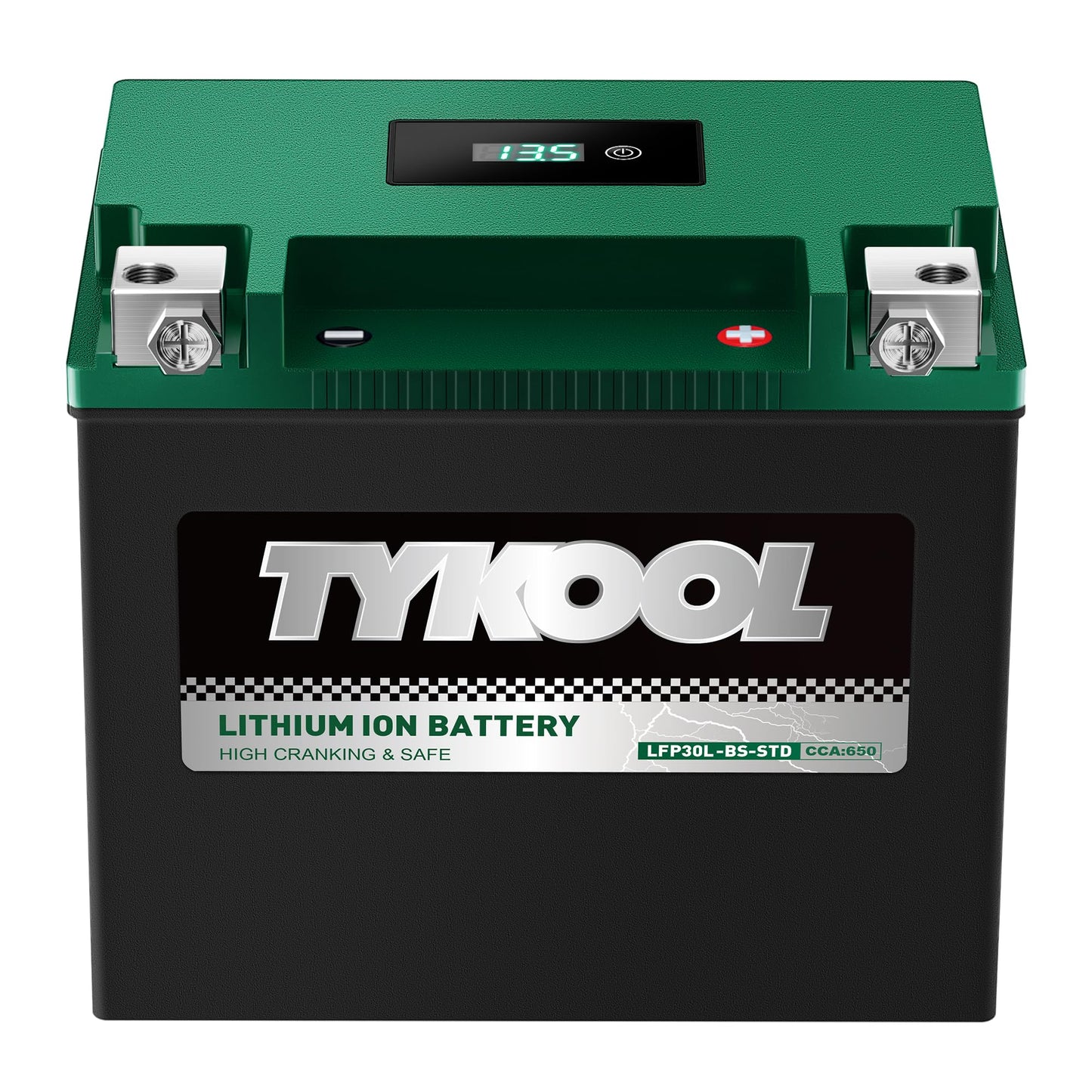 TYKOOL LFP30L-BS-STD Lithium Battery, Replaces YTX30L-BS, 650CCA 12Ah Fits for Motorcycle UTV ATV PWC, Compatible with Harley Touring Road King Moto Guzzi 1000cc Polaris Ranger RZR 800,Digital Readout