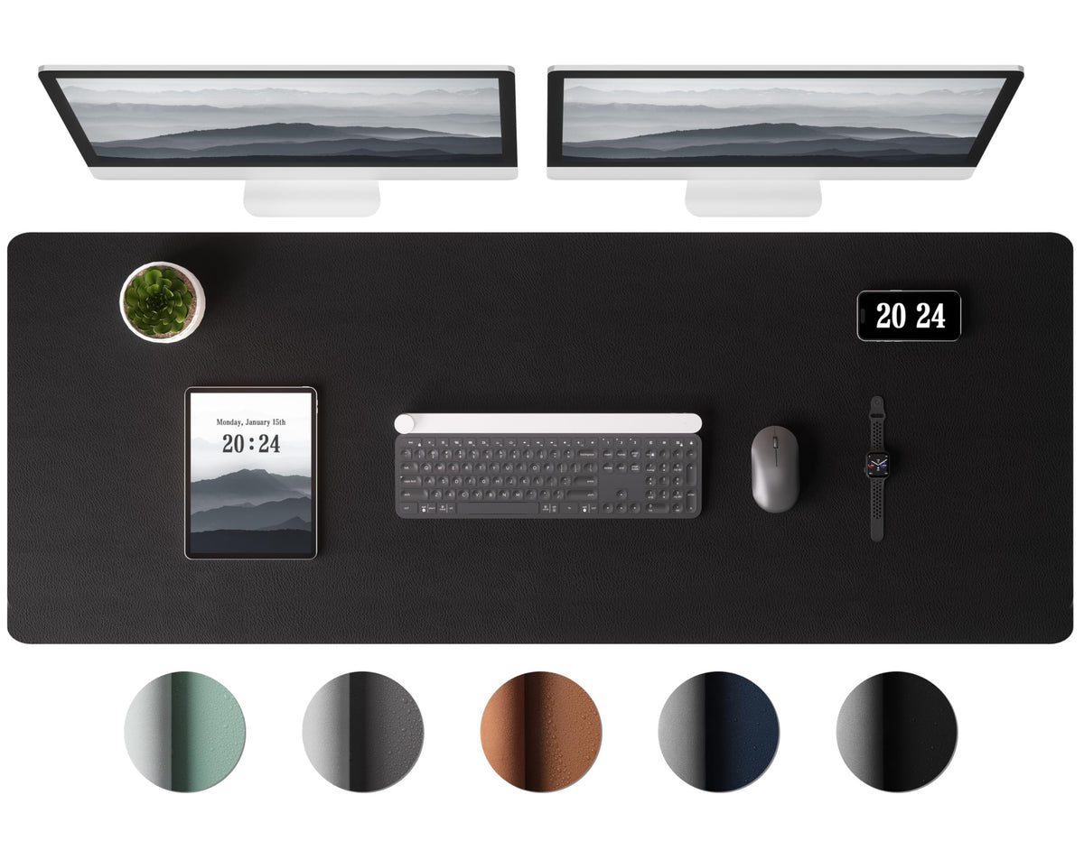 Aothia Leather Desk Pad Protector, Office Desk Mat, Large Mouse Pad, Laptop Desk Pad, Non-Slip PU Leather Desk Blotter, Waterproof Desk Writing Pad for Office and Home (Olive Green, 47" x 17")