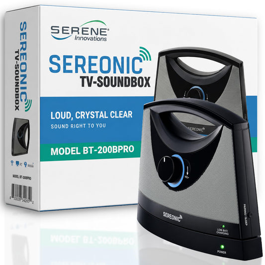 SEREONIC Portable Wireless Speakers for Smart TV - Ideal for TV Watching Without The Blaring Volume - Designed for Hard of Hearing, Elderly, and Seniors - 100ft Range